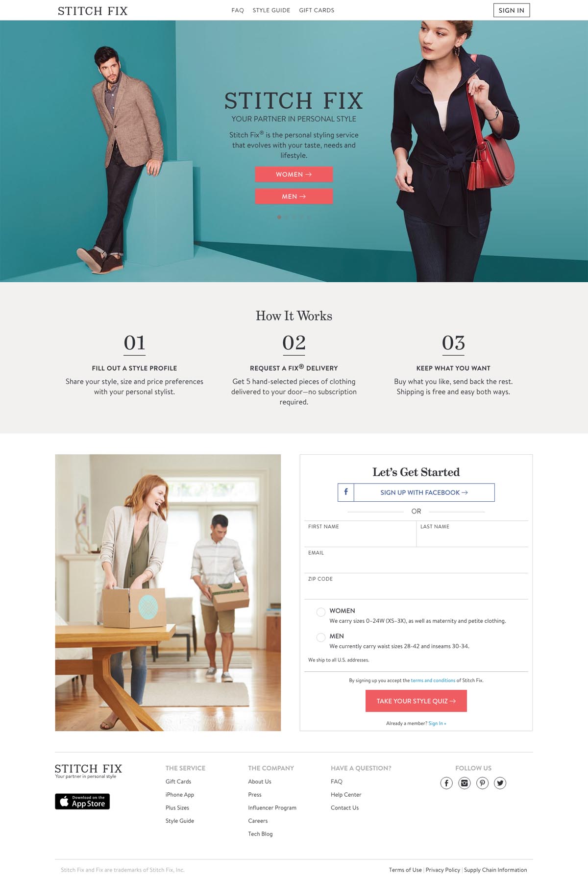 eCommerce website: Stitch Fix