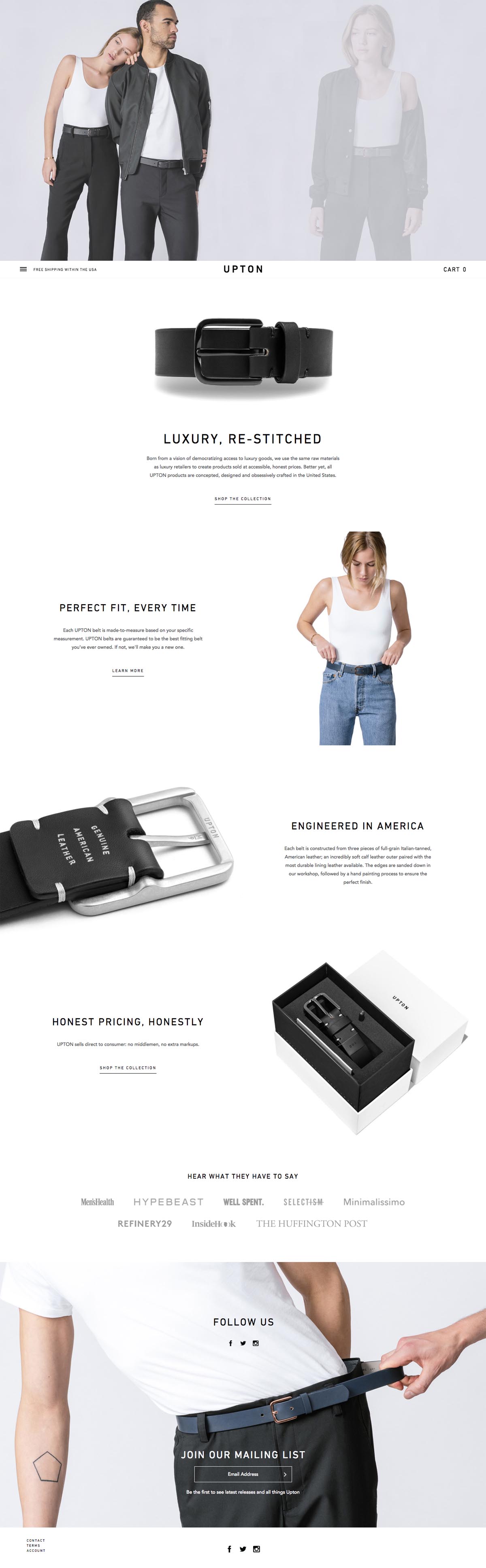 eCommerce website: Upton Belts