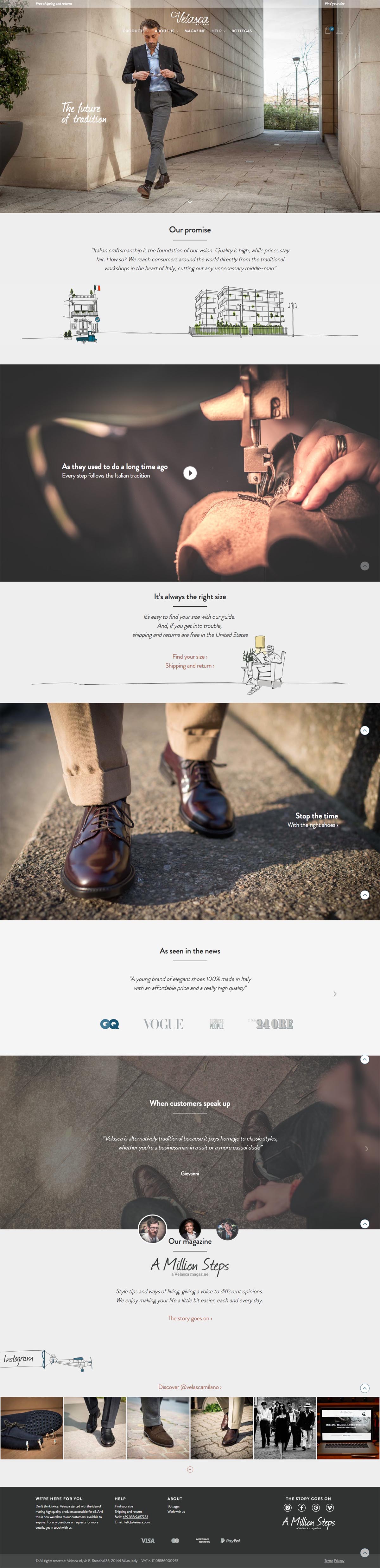 eCommerce website: Velasca