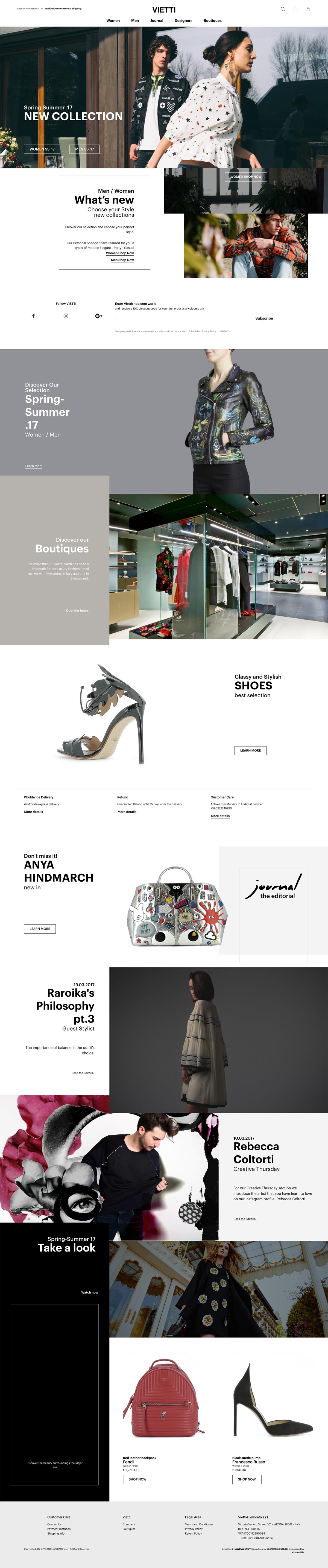 eCommerce website: Vietti