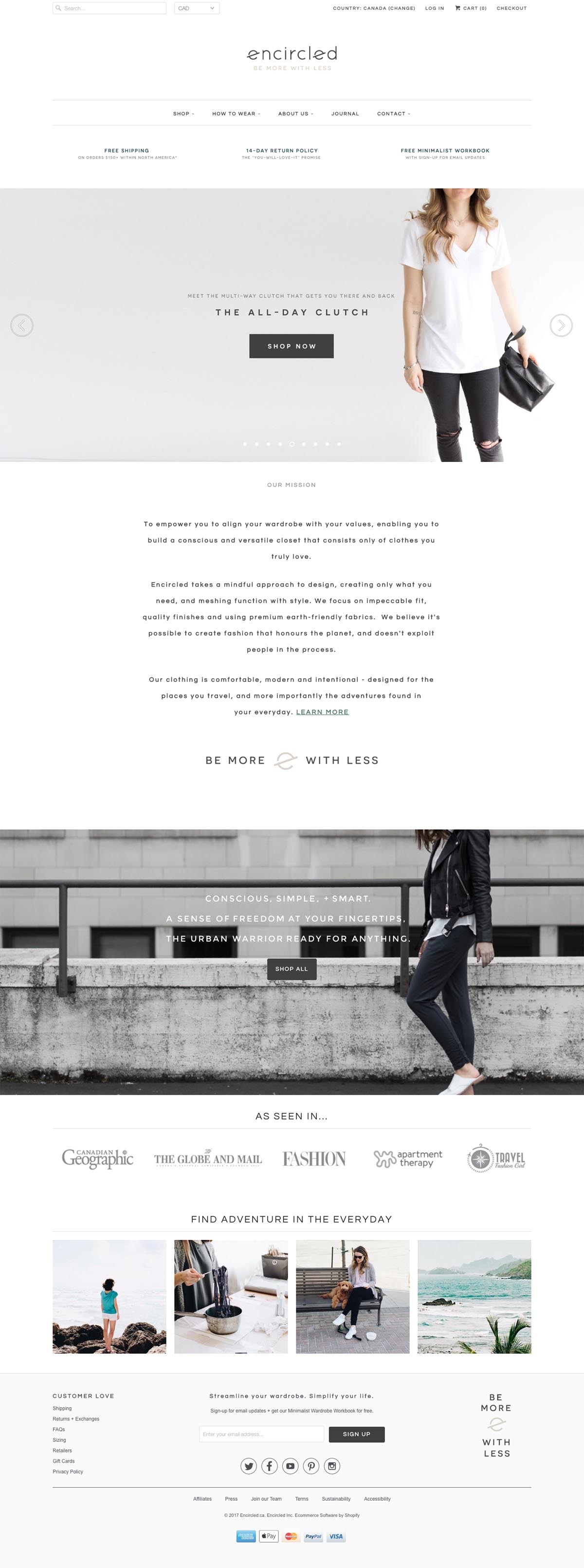 eCommerce website: encircled