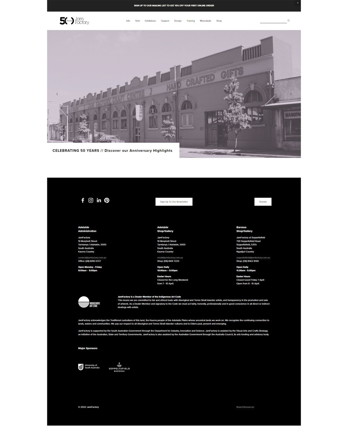 eCommerce website: Jam Factory