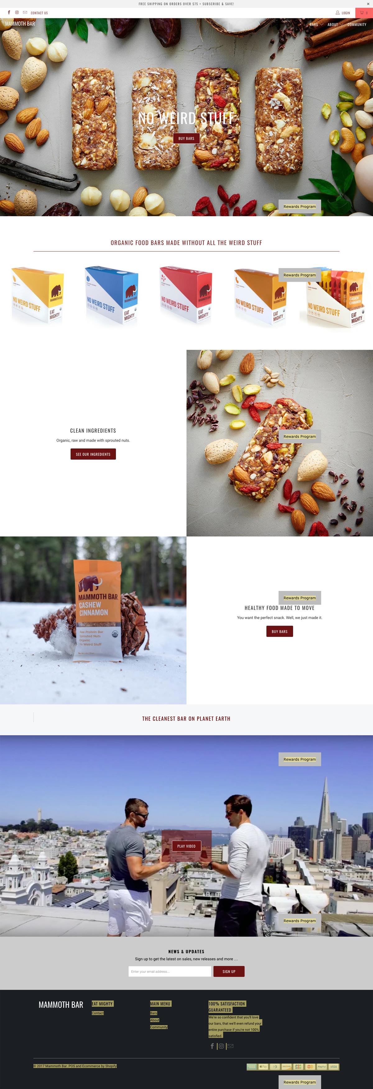 eCommerce website: Mammoth Bar