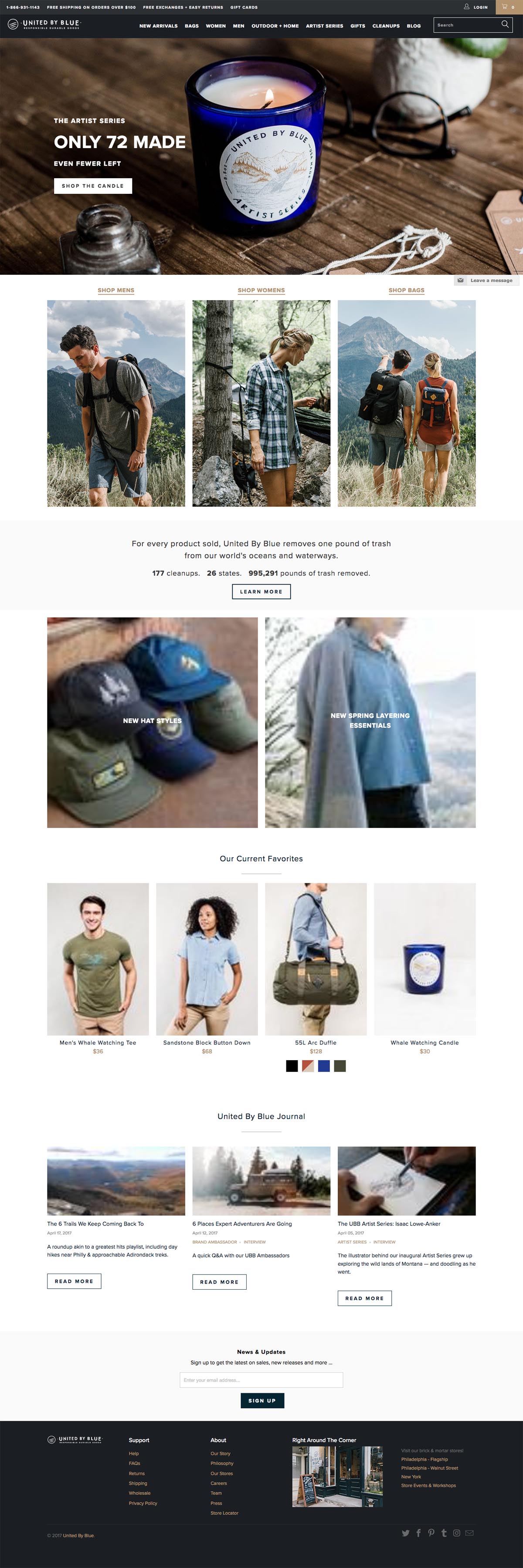 eCommerce website: United By Blue