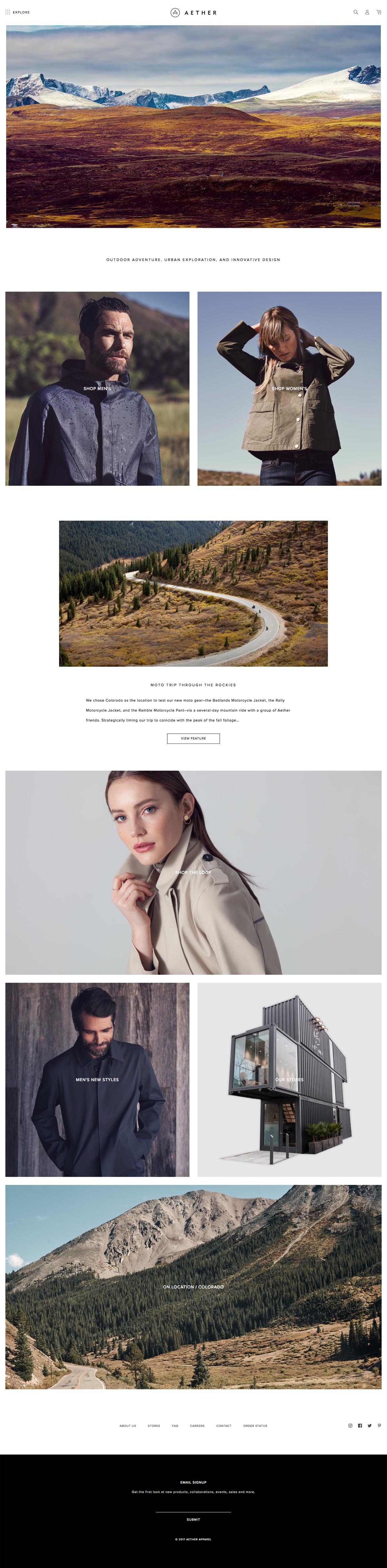 eCommerce website: AETHER