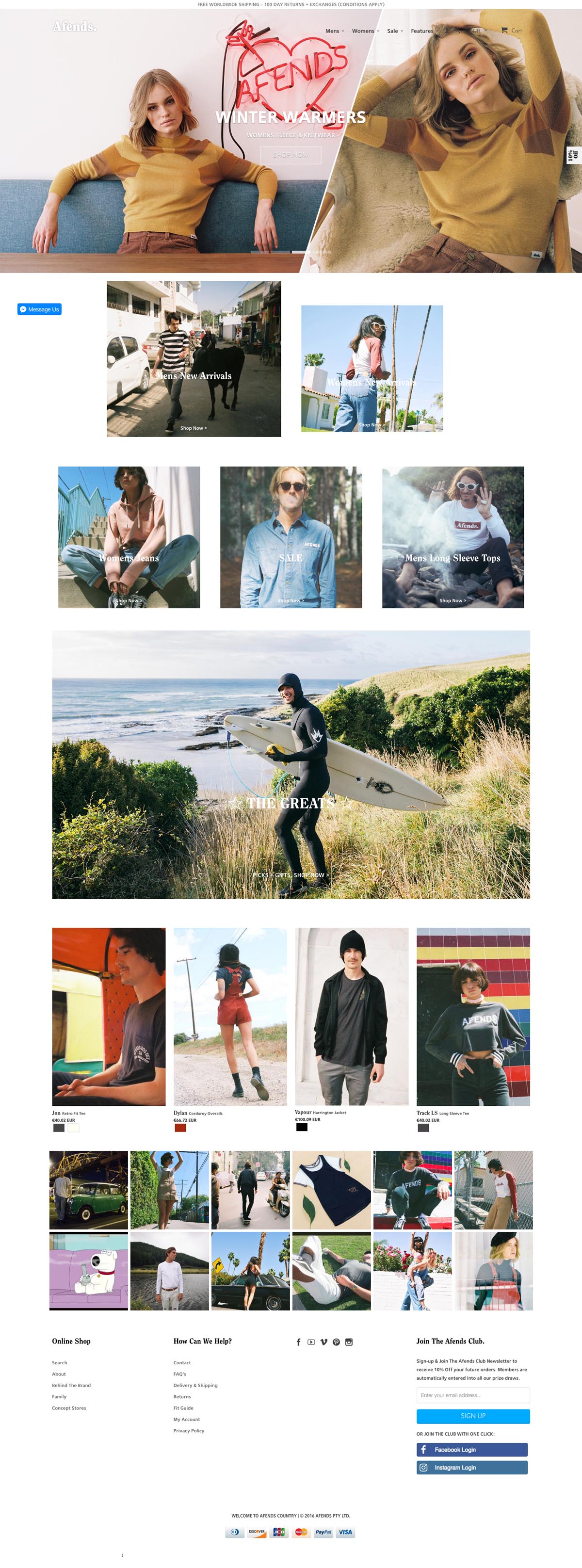 eCommerce website: Afends