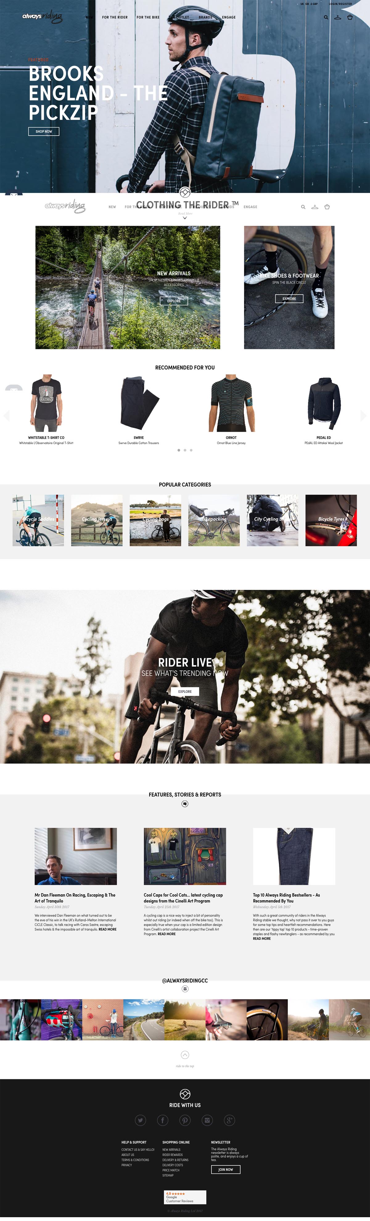 eCommerce website: Always Riding