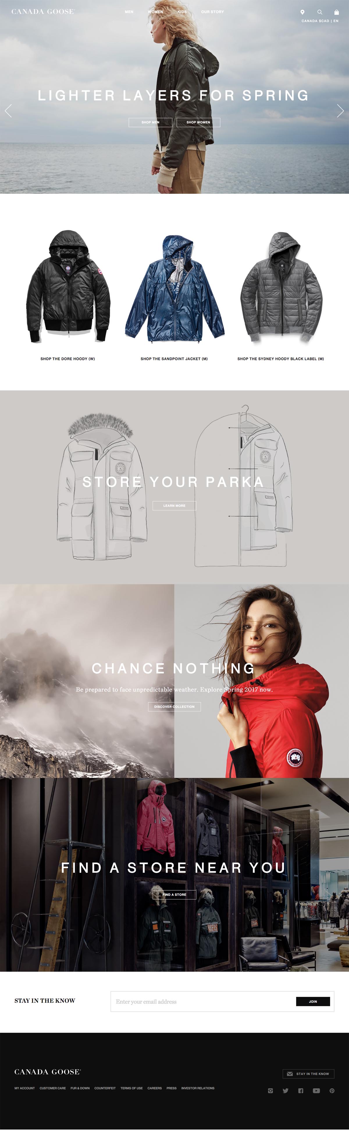 eCommerce website: Canada Goose