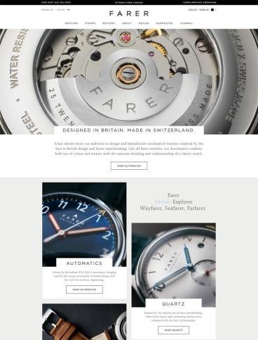 eCommerce website: Farer