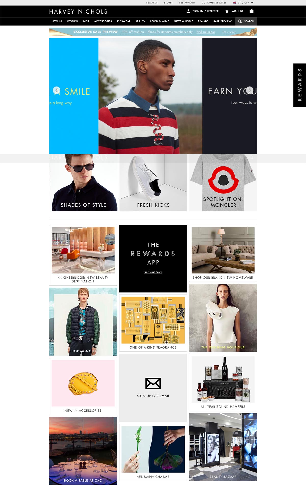 eCommerce website: Harvey Nichols