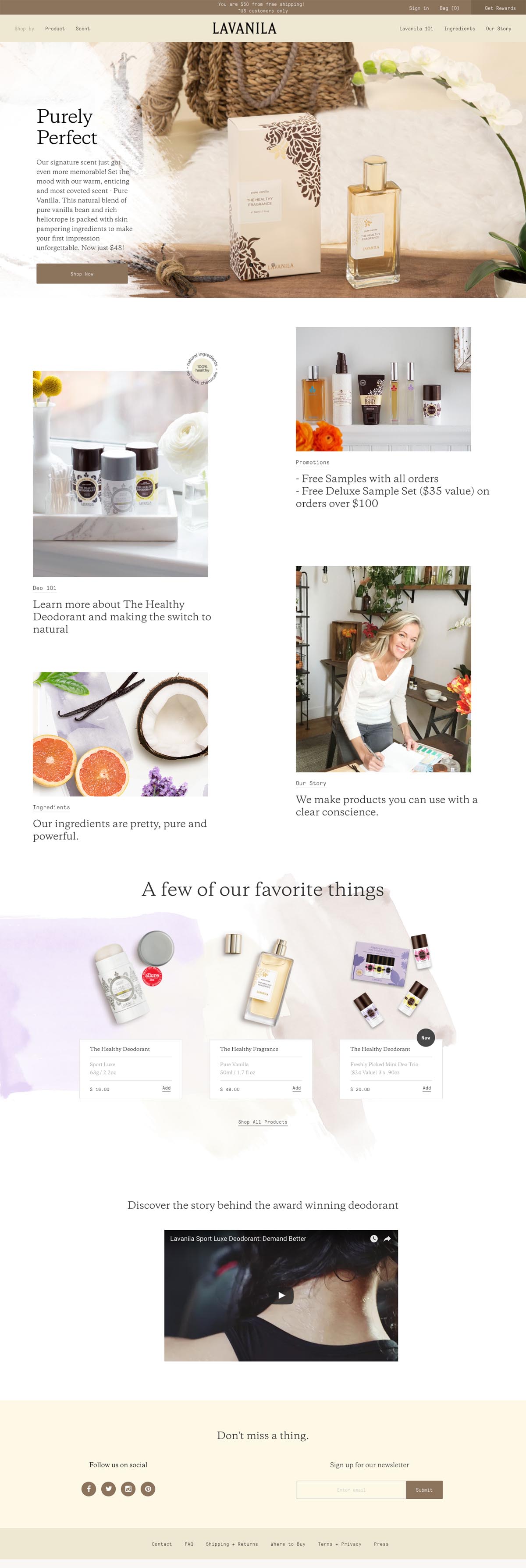 eCommerce website: Lavanila