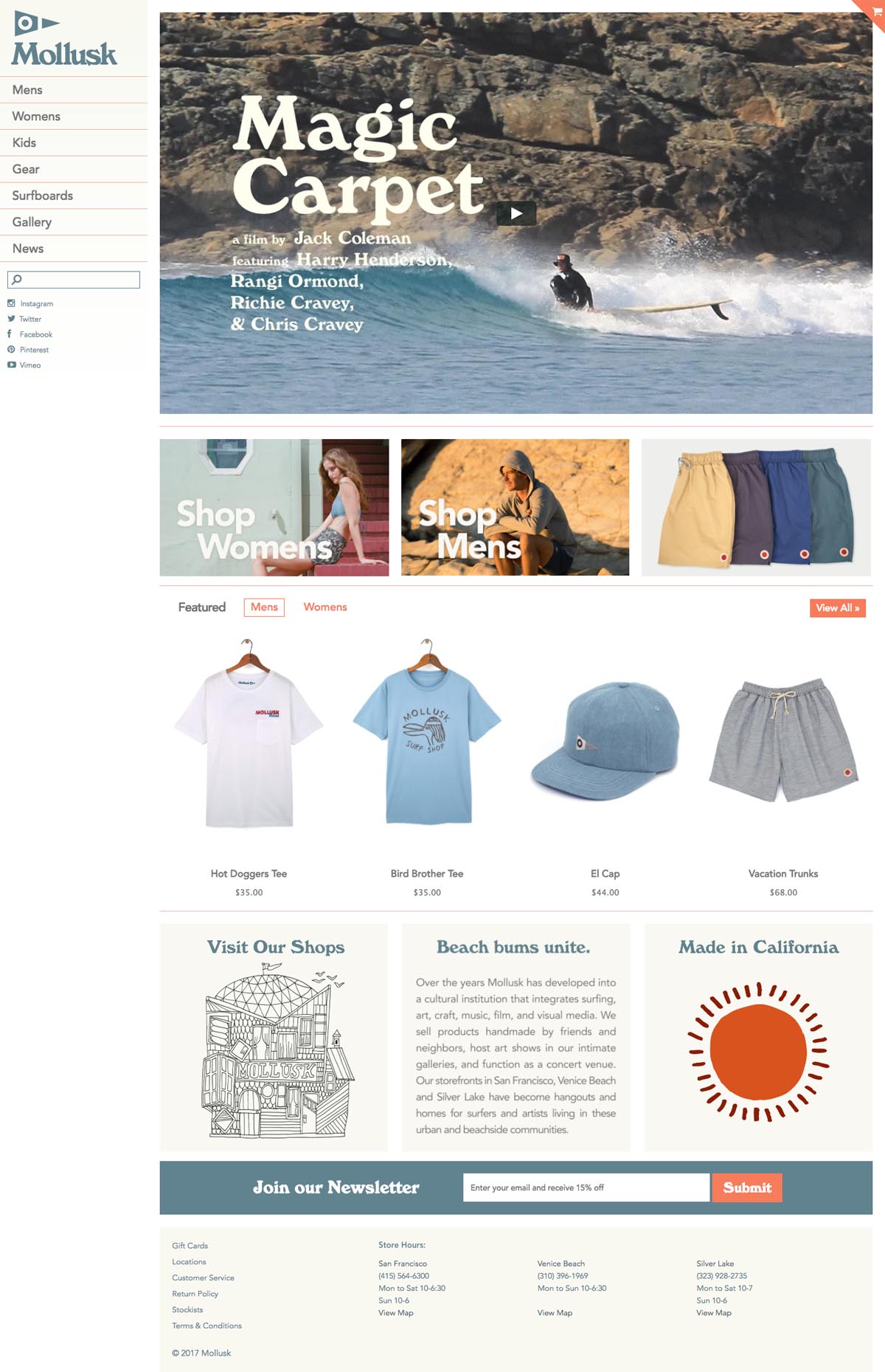 eCommerce website: Mollusk Surf Shop