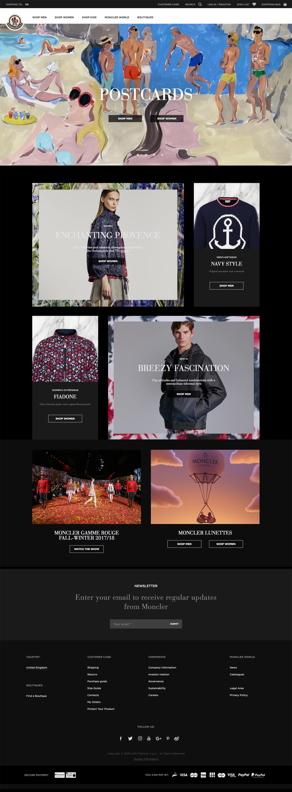 eCommerce website: Moncler