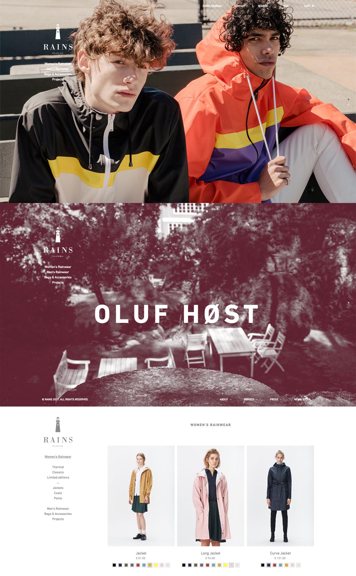 eCommerce website: Rains