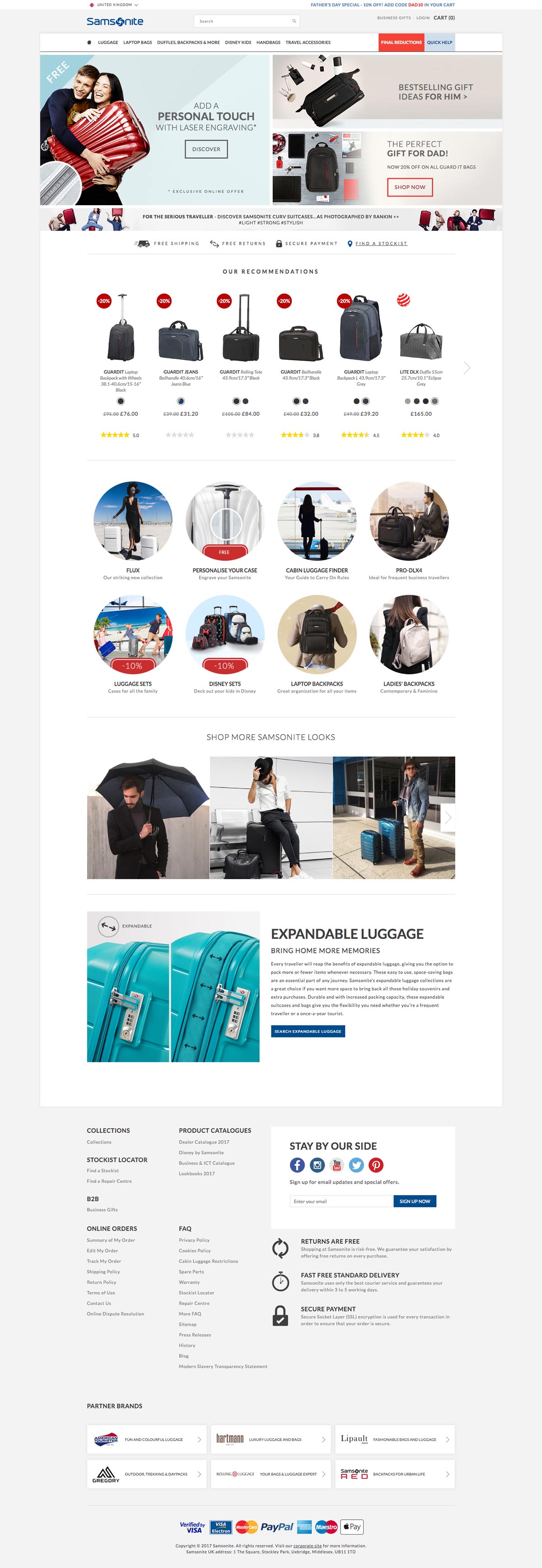 eCommerce website: Samsonite