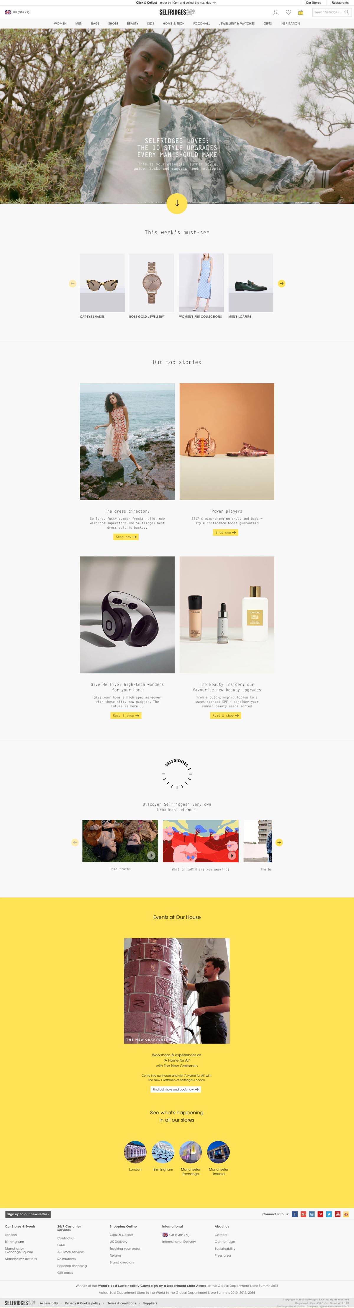 eCommerce website: Selfridges