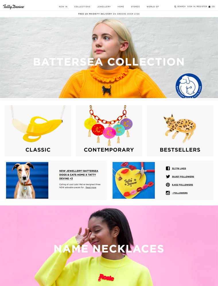 eCommerce website: Tatty Devine