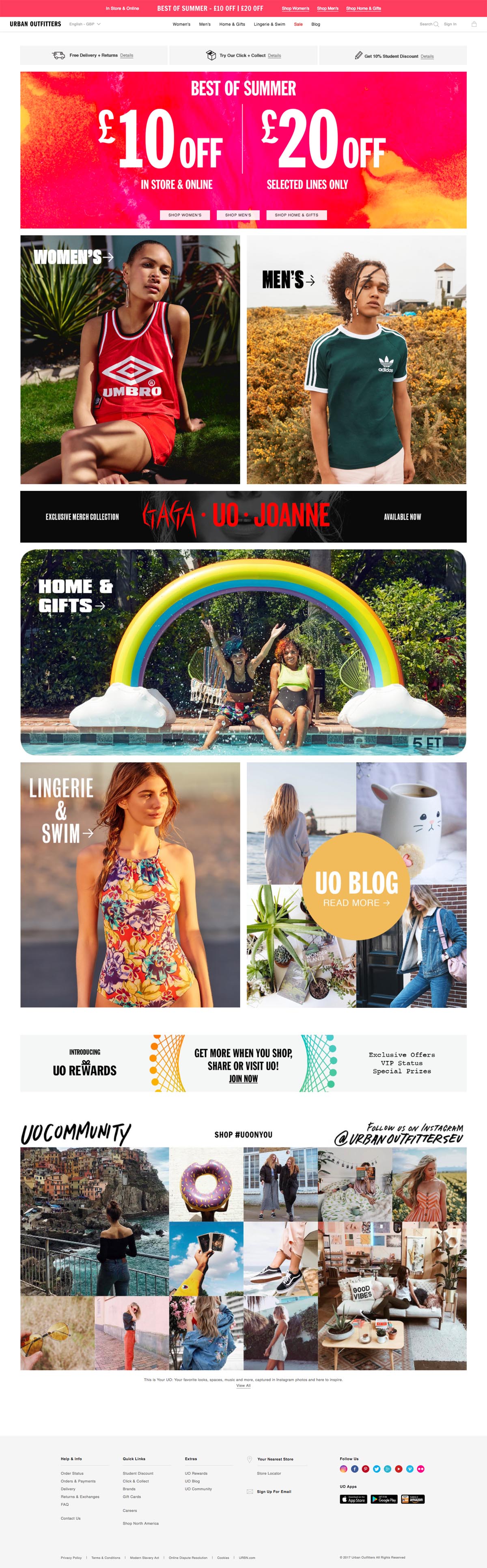 eCommerce website: Urban Outfitters