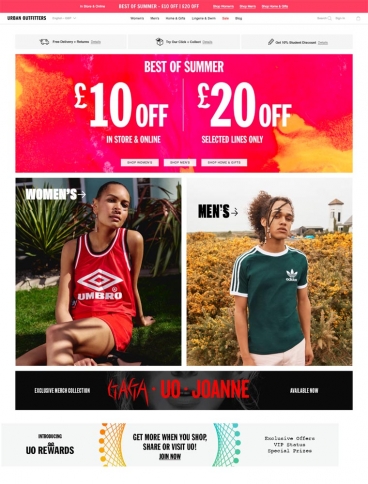 eCommerce website: Urban Outfitters