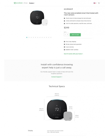 eCommerce website: ecobee