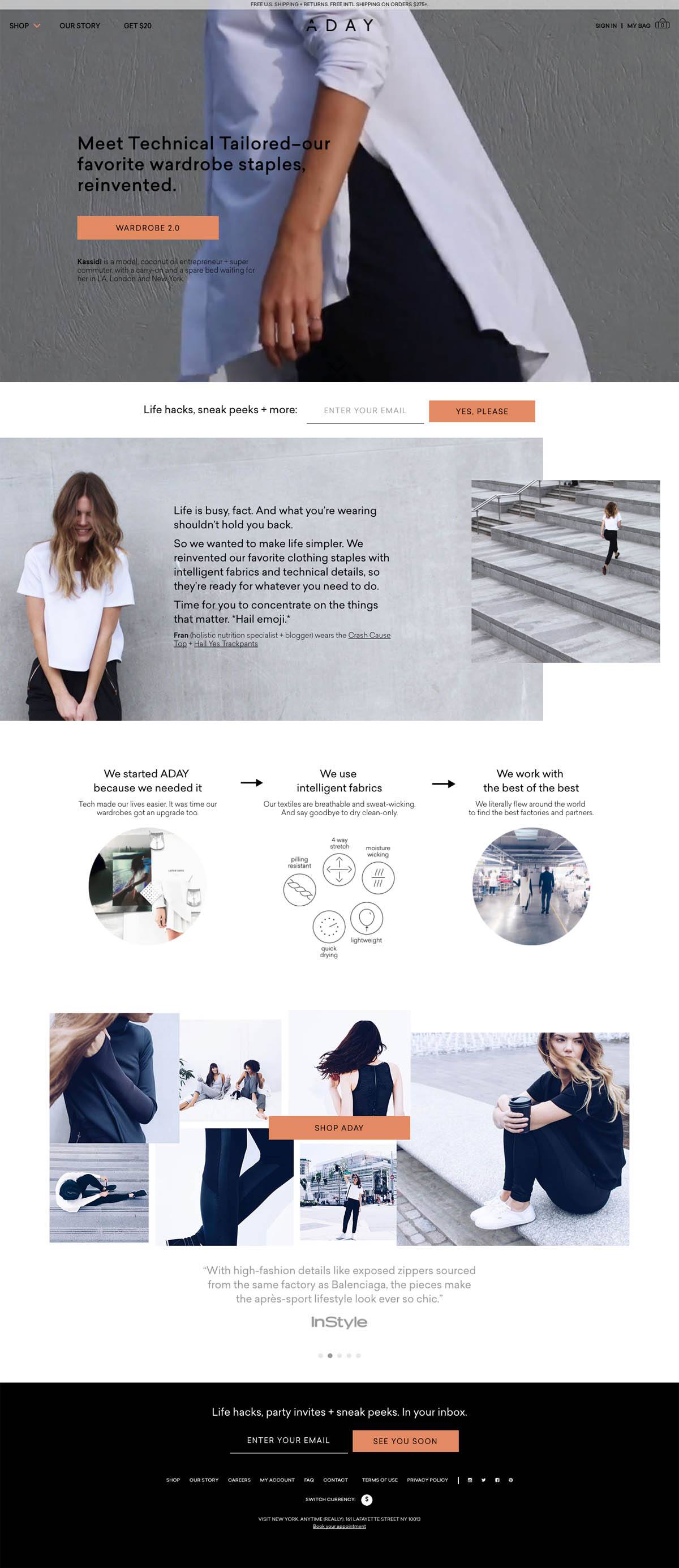 eCommerce website: ADAY