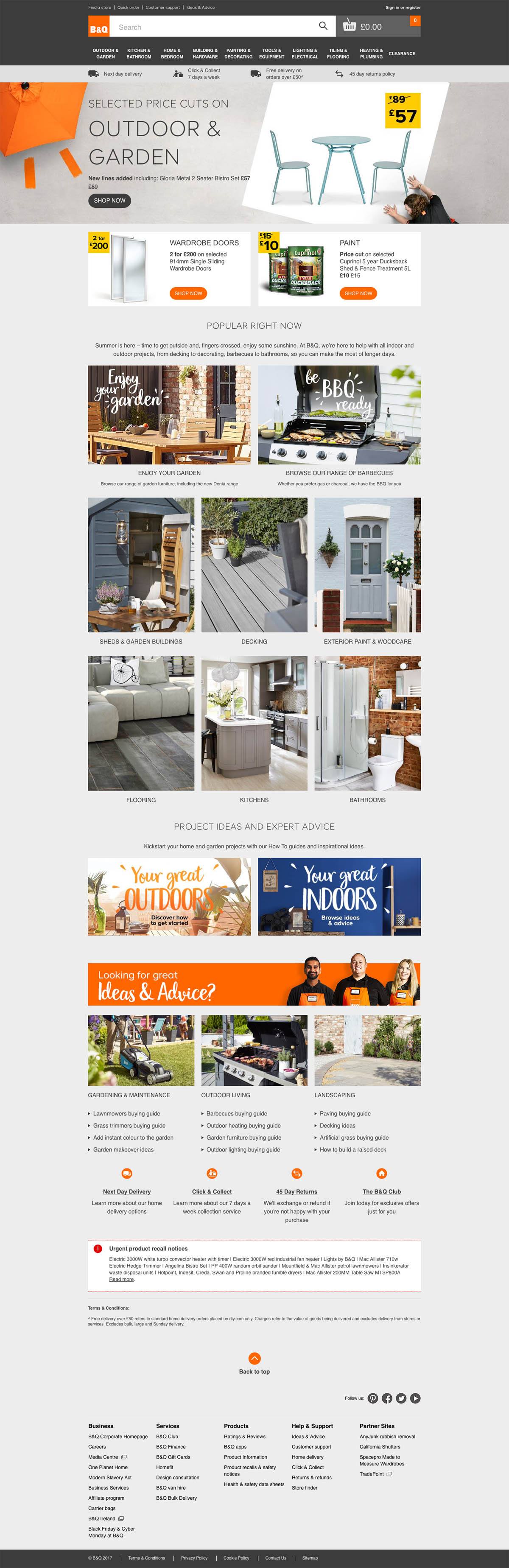 eCommerce website: B&Q