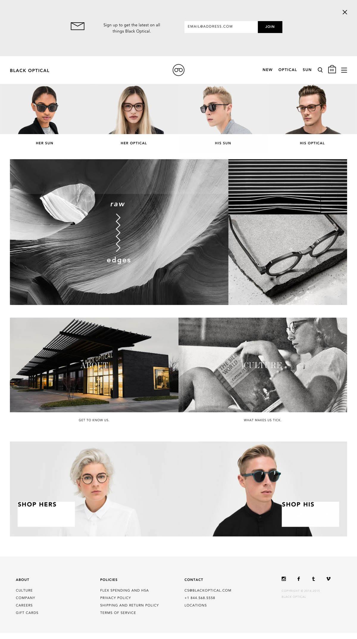 eCommerce website: Black Optical