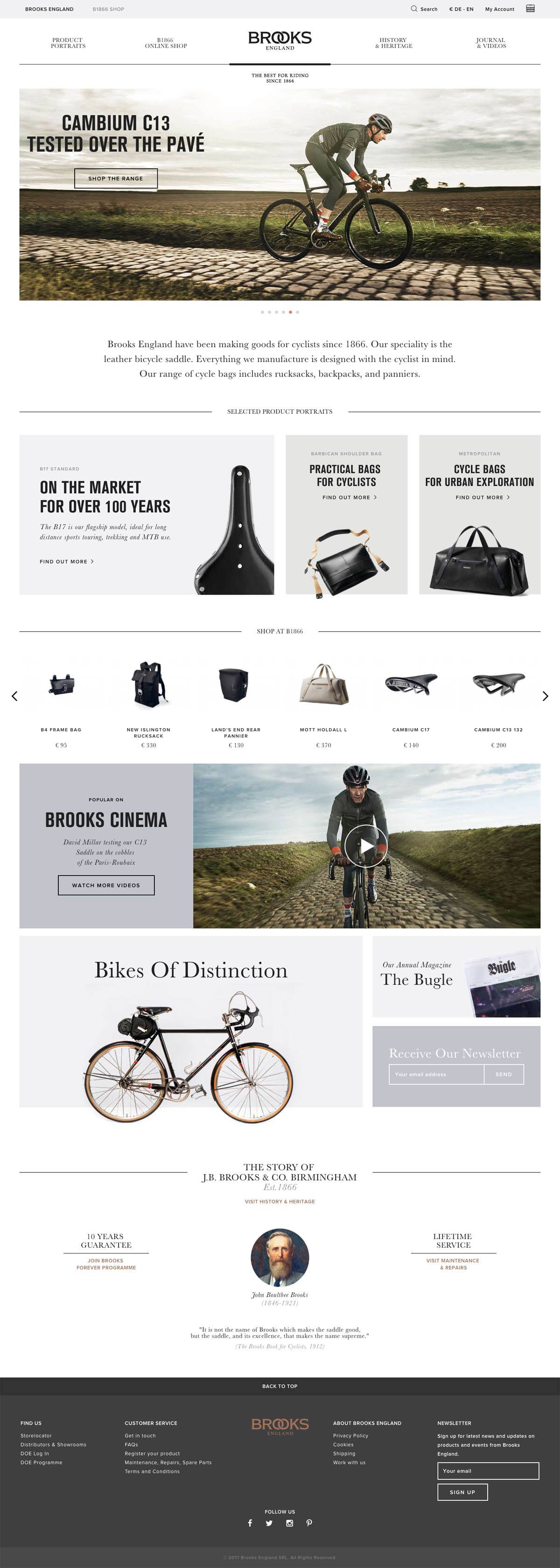 eCommerce website: Brooks England
