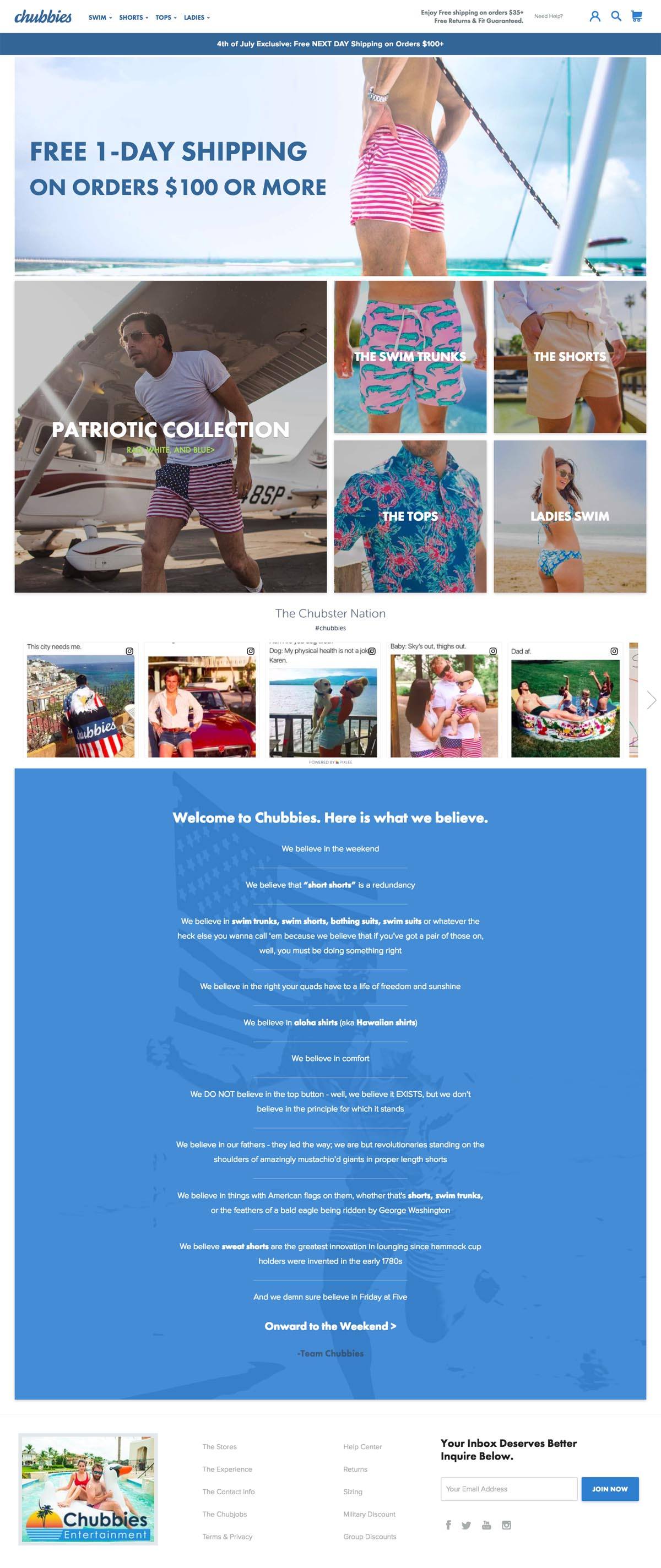eCommerce website: Chubbies