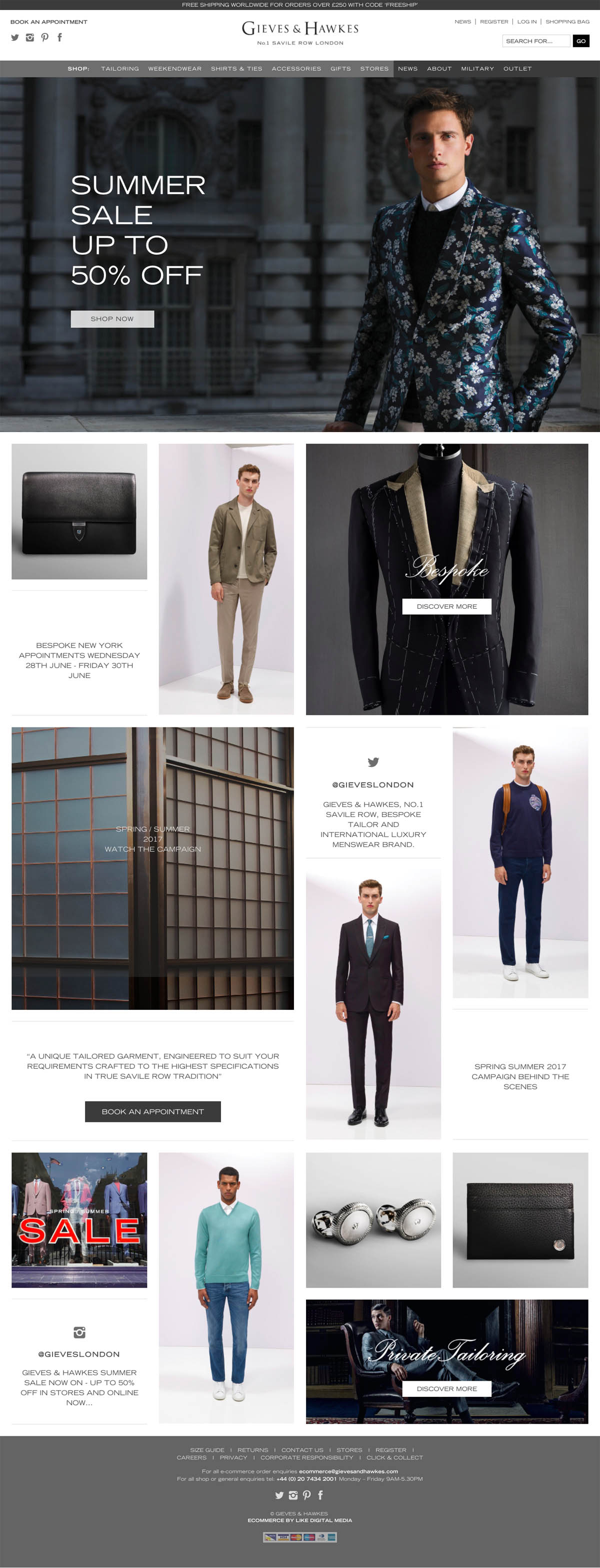 eCommerce website: Gieves & Hawkes