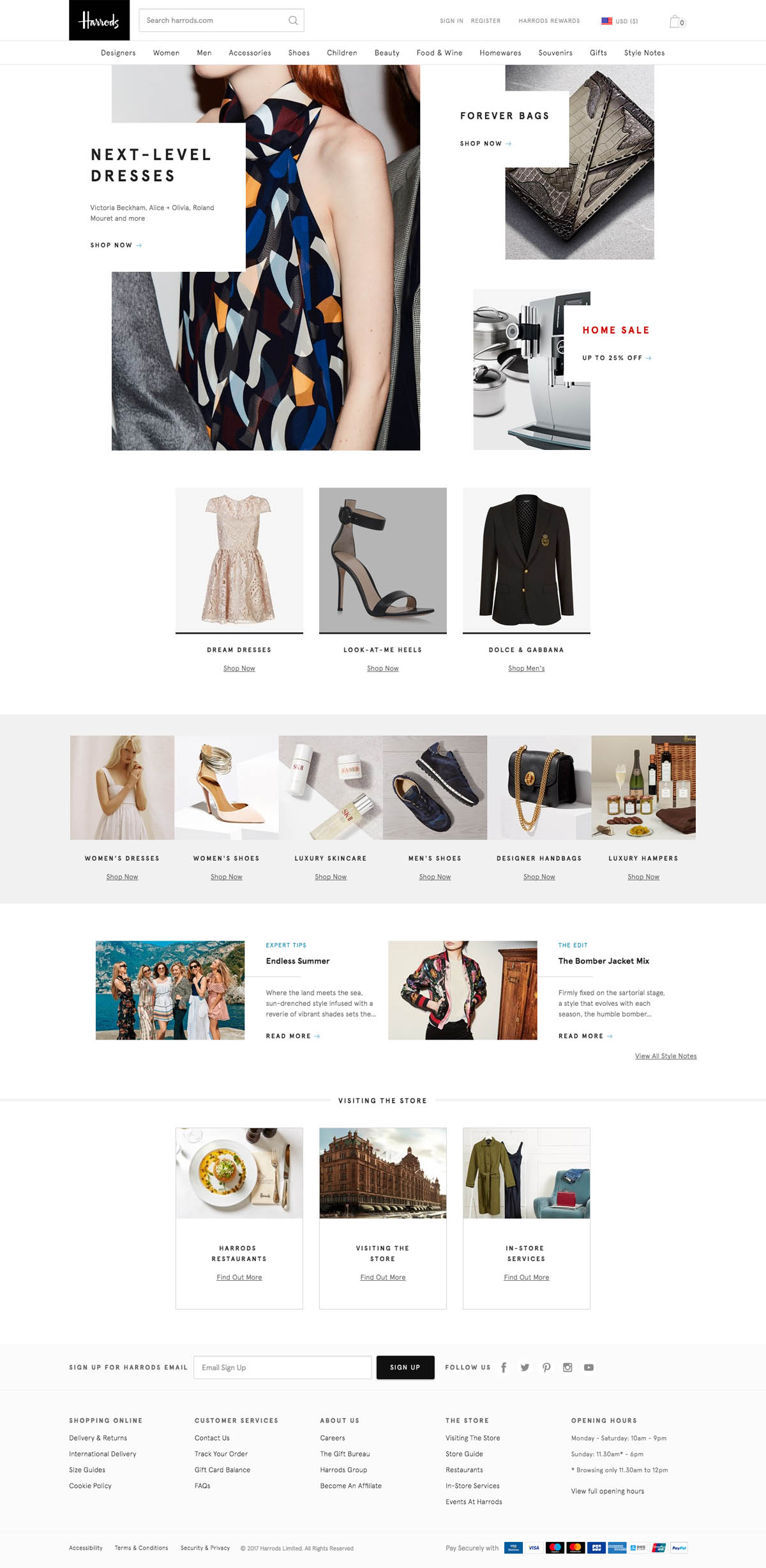 eCommerce website: Harrods
