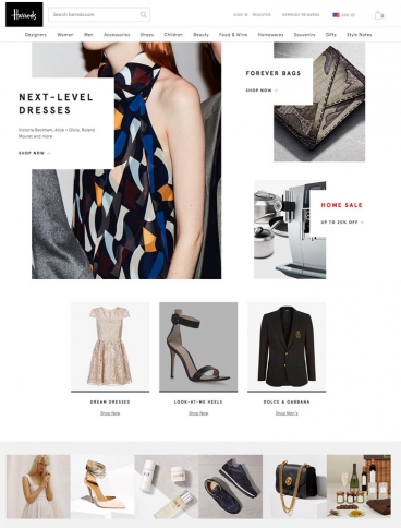 eCommerce website: Harrods