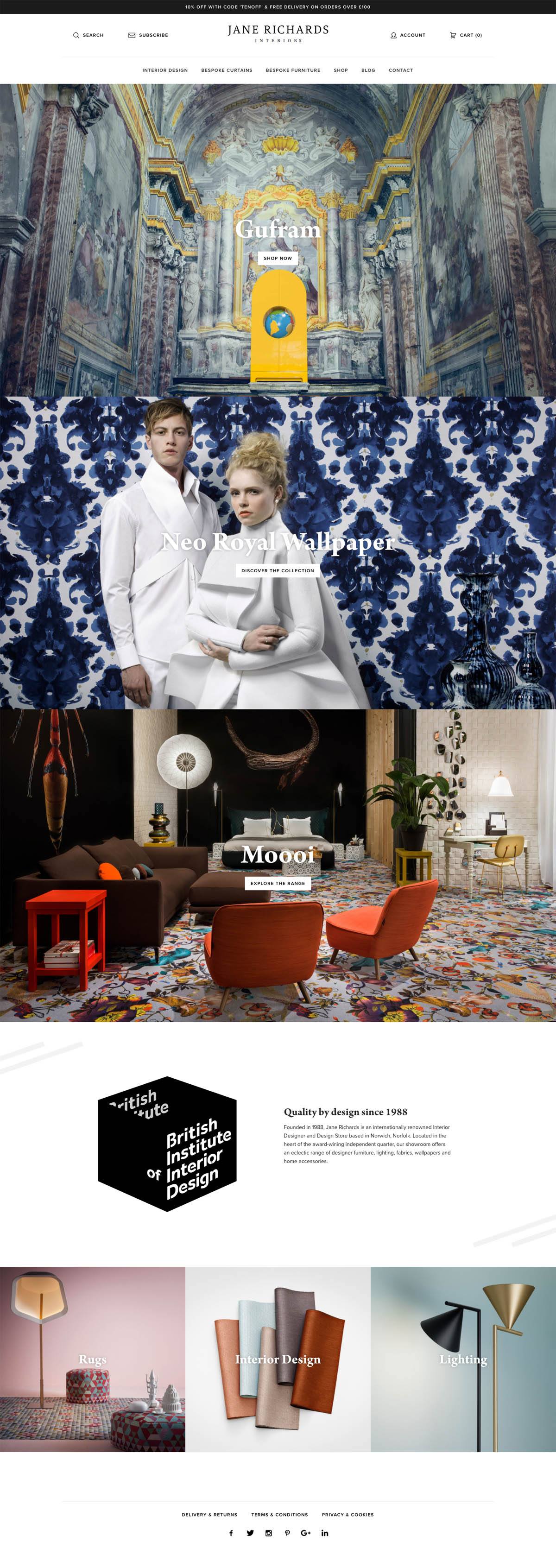 eCommerce website: Jane Richards Interiors