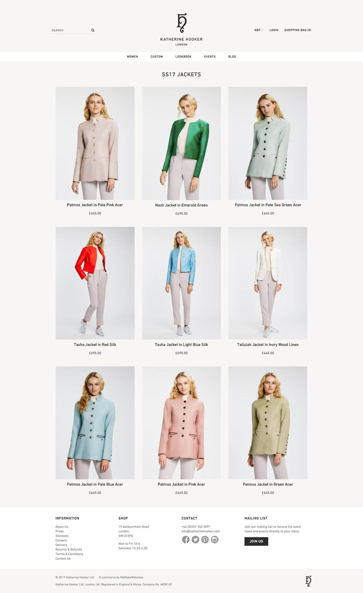 eCommerce website: Katherine Hooker