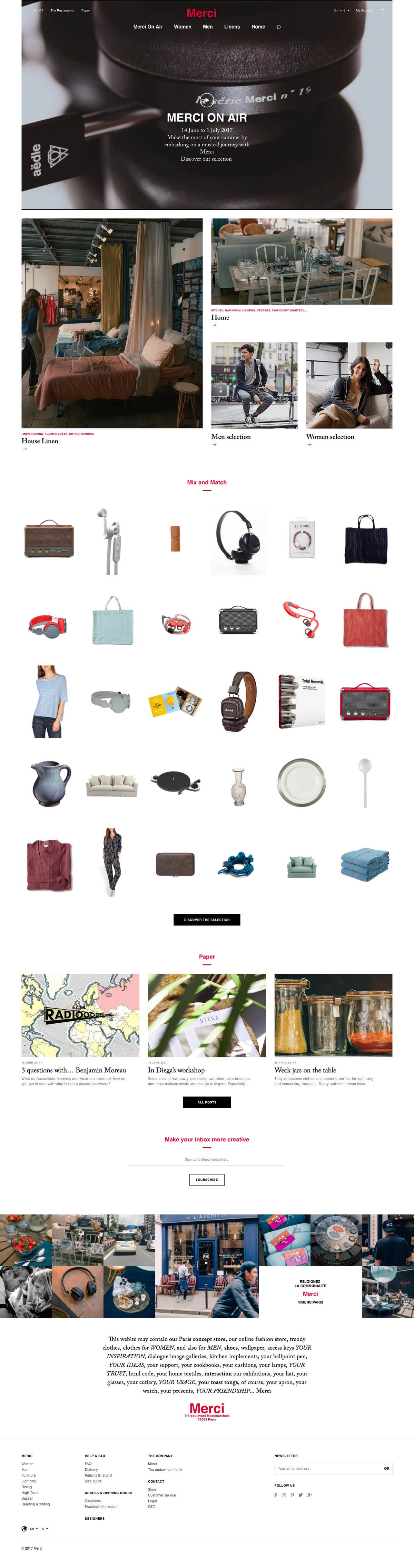 eCommerce website: Merci Paris