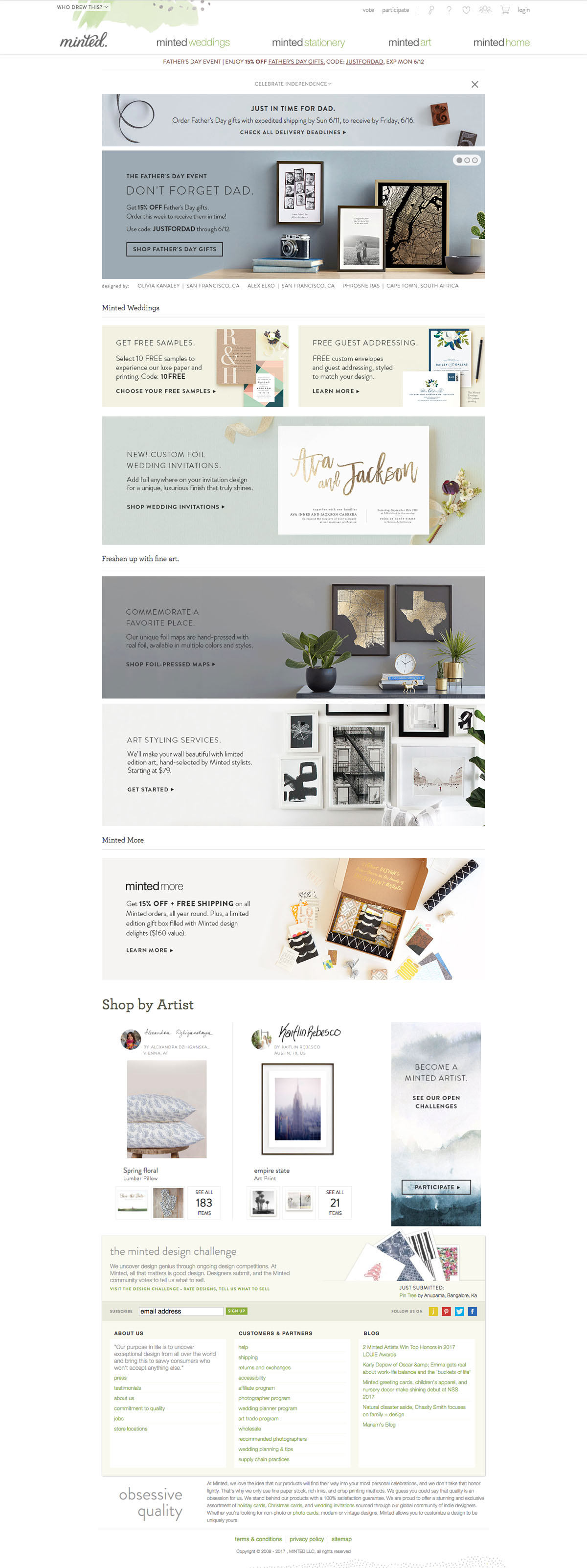 eCommerce website: Minted