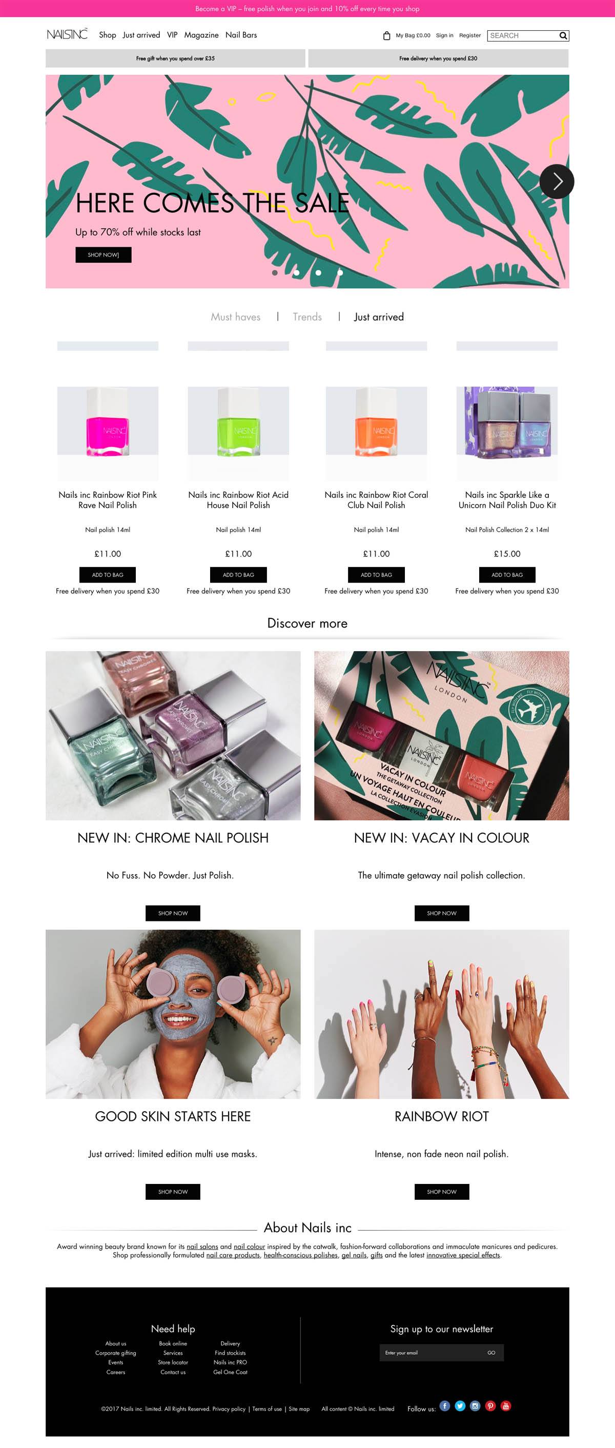 eCommerce website: Nails Inc