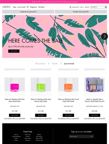 eCommerce website: Nails Inc
