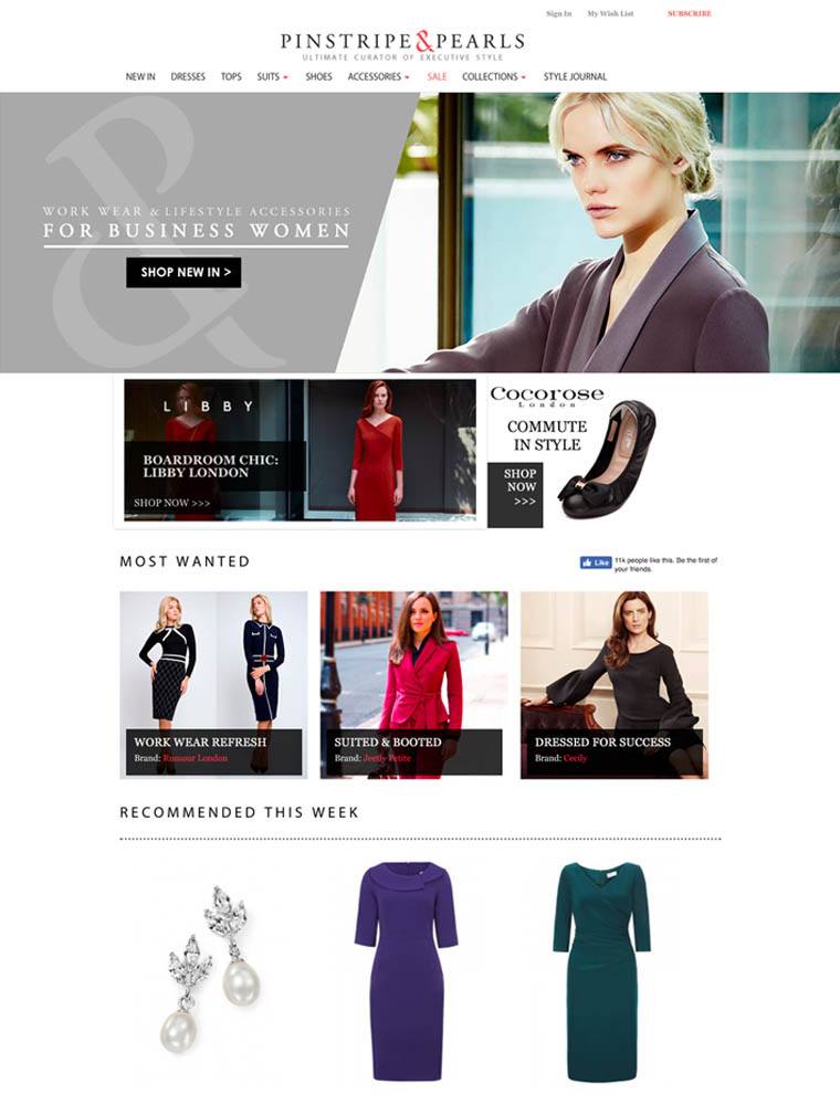 eCommerce website: Pinstripe & Pearls