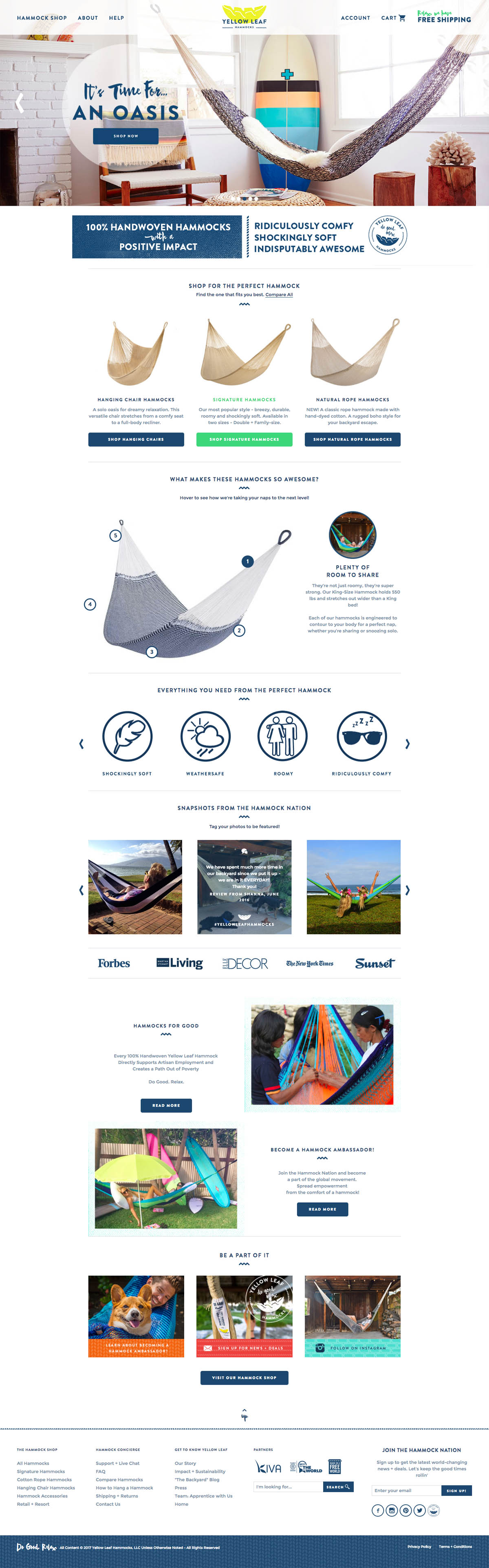 eCommerce website: Yellow Leaf Hammocks