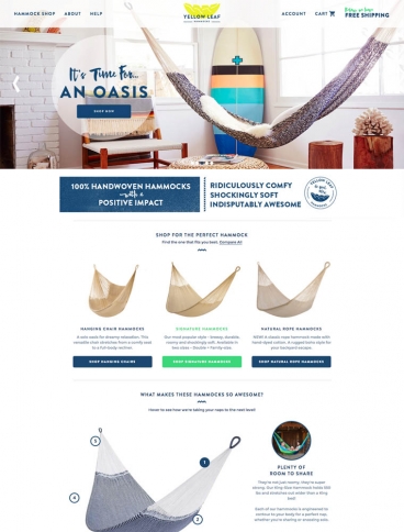 eCommerce website: Yellow Leaf Hammocks