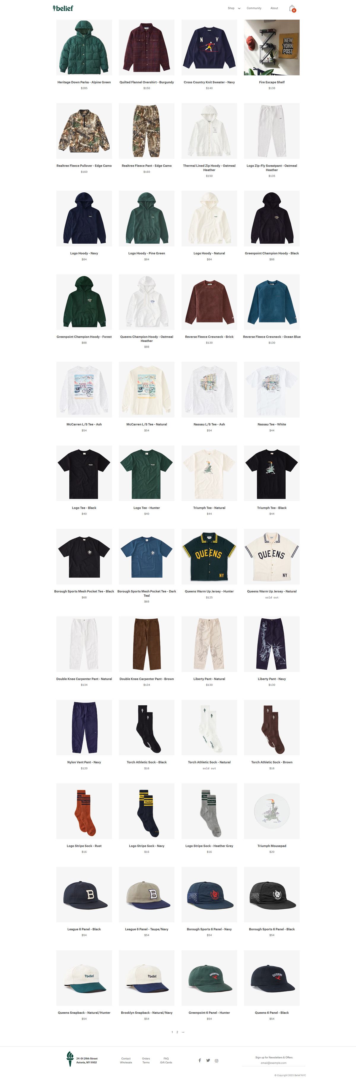 eCommerce website: Belief