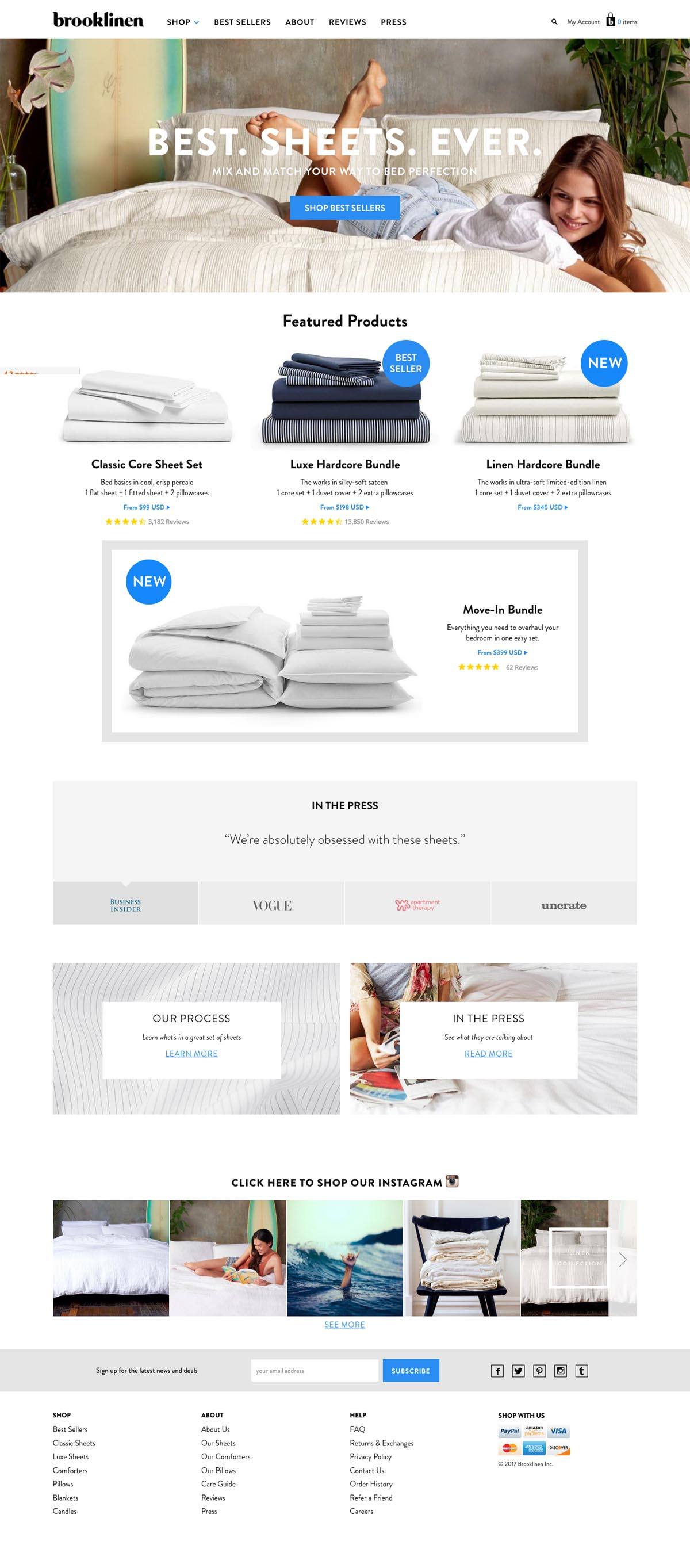 eCommerce website: brooklinen