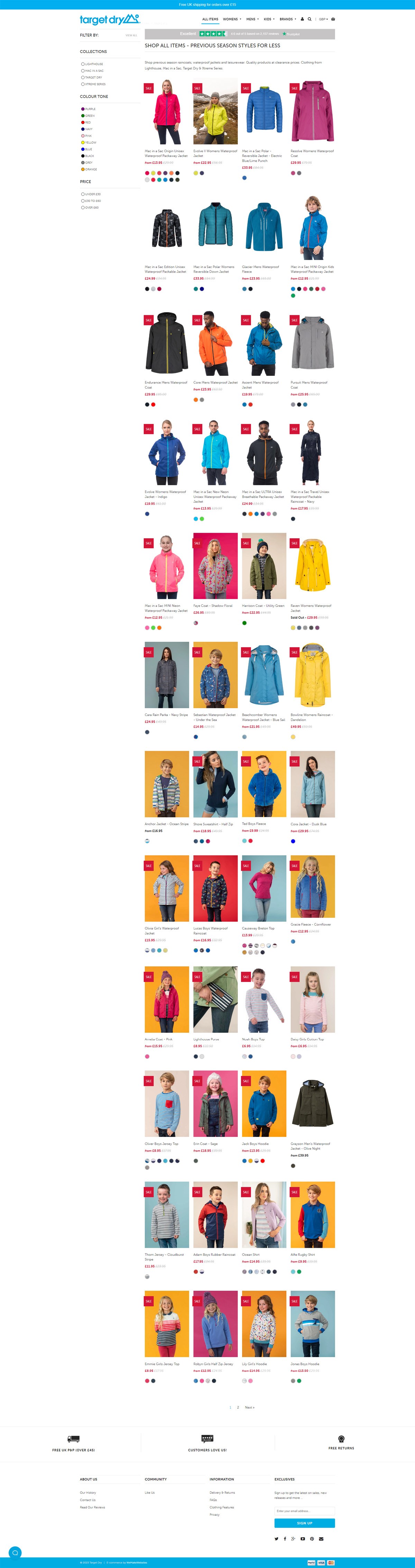 eCommerce website: Target Dry