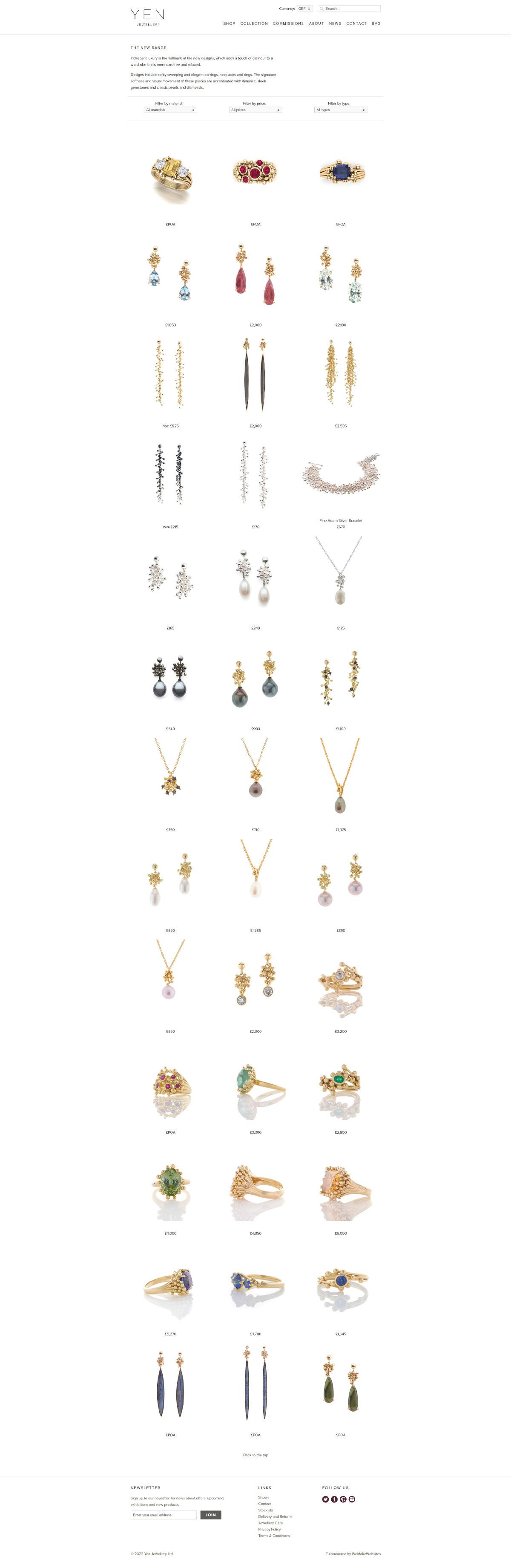 eCommerce website: Yen Jewellery