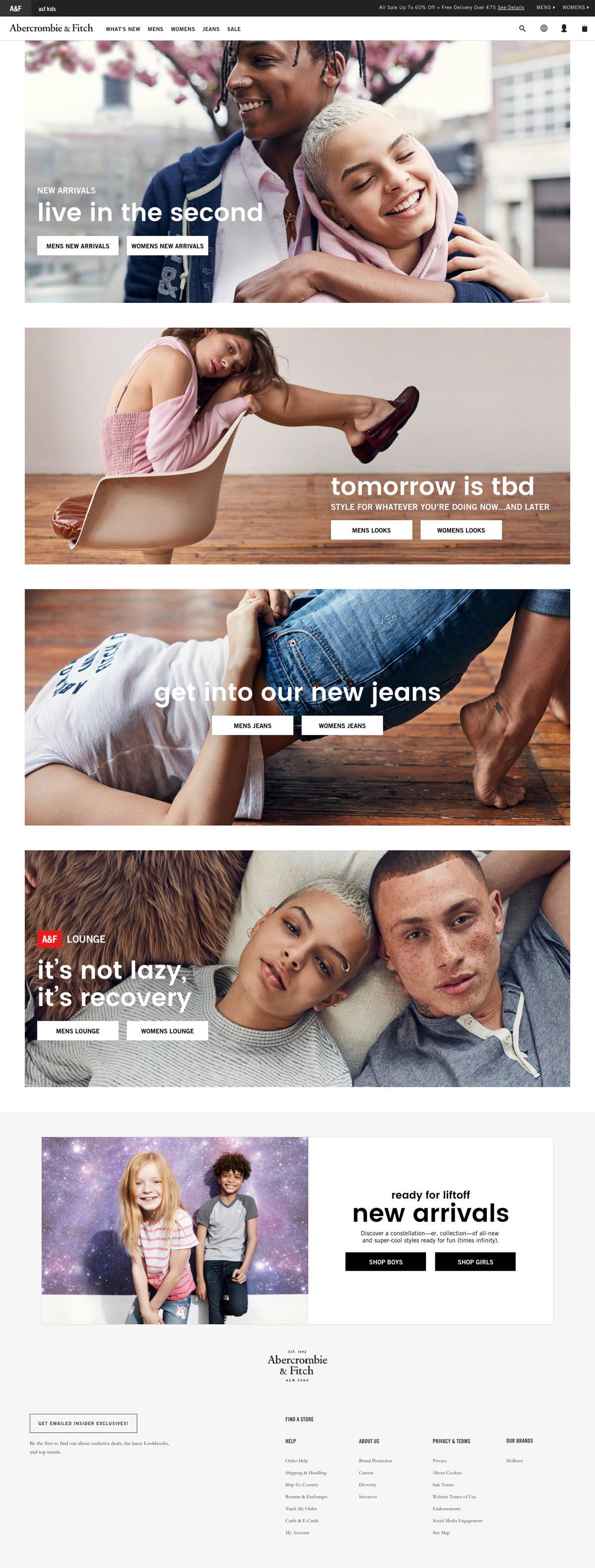 eCommerce website: Abercrombie & Fitch