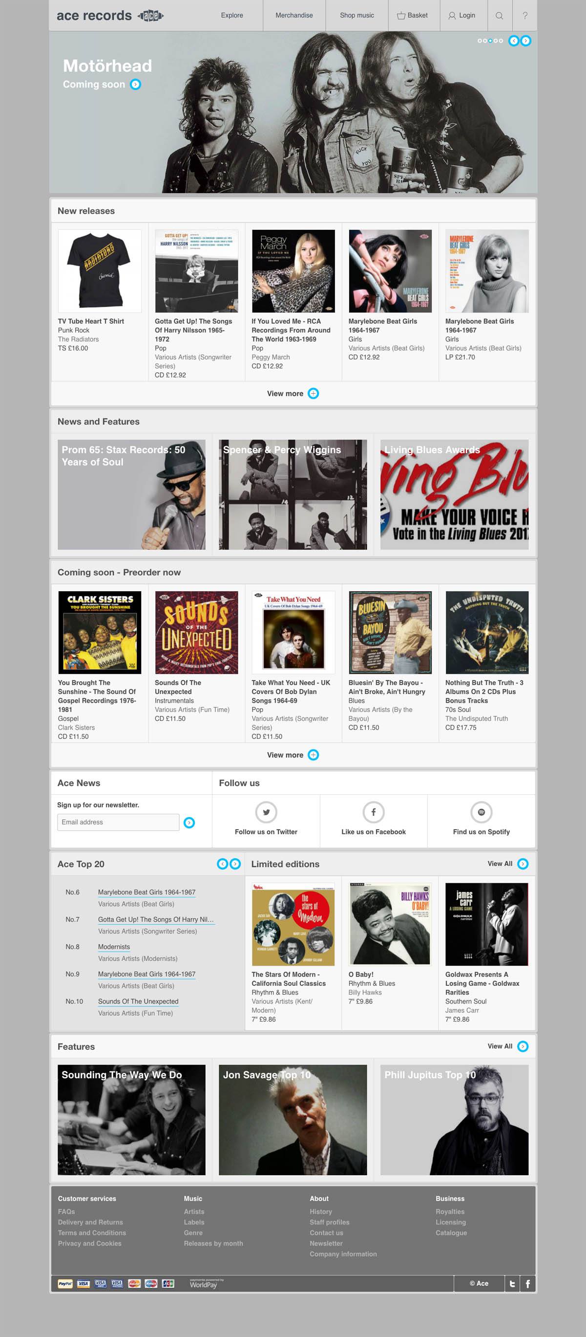 eCommerce website: Ace Records