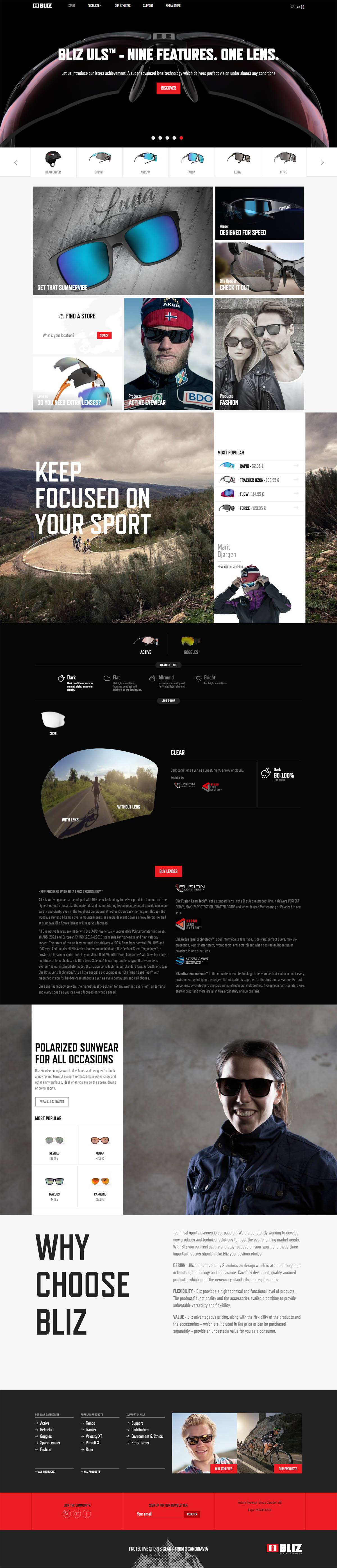 eCommerce website: Bliz Eyewear