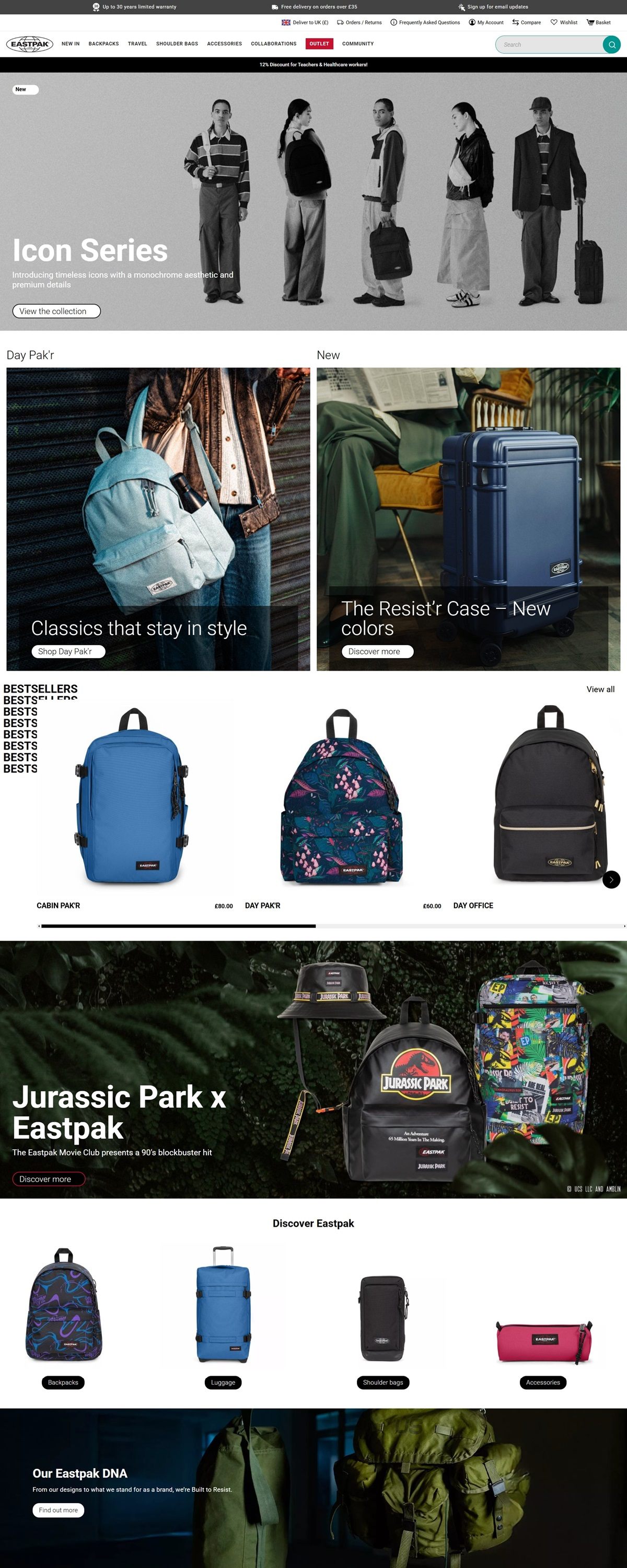 eCommerce website: Eastpak