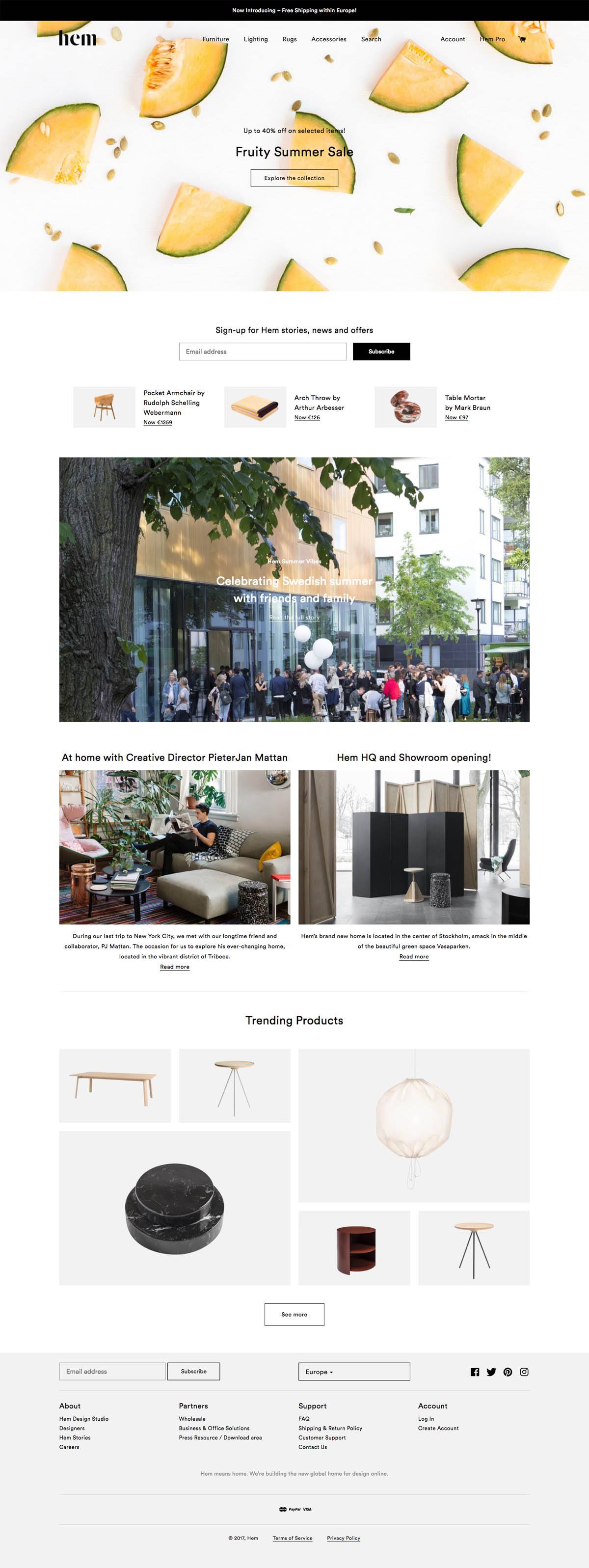 eCommerce website: Hem